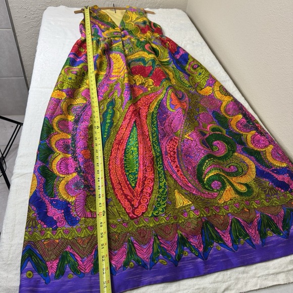 1970s Vintage Psychedelic Maxi Dress Paisley Haight-Ashbury Festival Bohemian - Picture 6 of 10